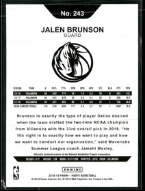 2018-19 Hoops Jalen Brunson Rookie #243