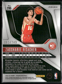 2024-25 Panini Prizm Prizms Purple Ice Zaccharie Risacher #/149 #265