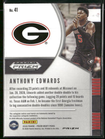 2020 Panini Prizm Draft Picks Collegiate Red White and Blue Anthony Edwards #41
