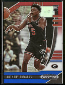2020 Panini Prizm Draft Picks Collegiate Red White and Blue Anthony Edwards #41