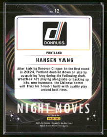2025-26 Panini Donruss Night Moves Rookie Card Hansen Yang  #12