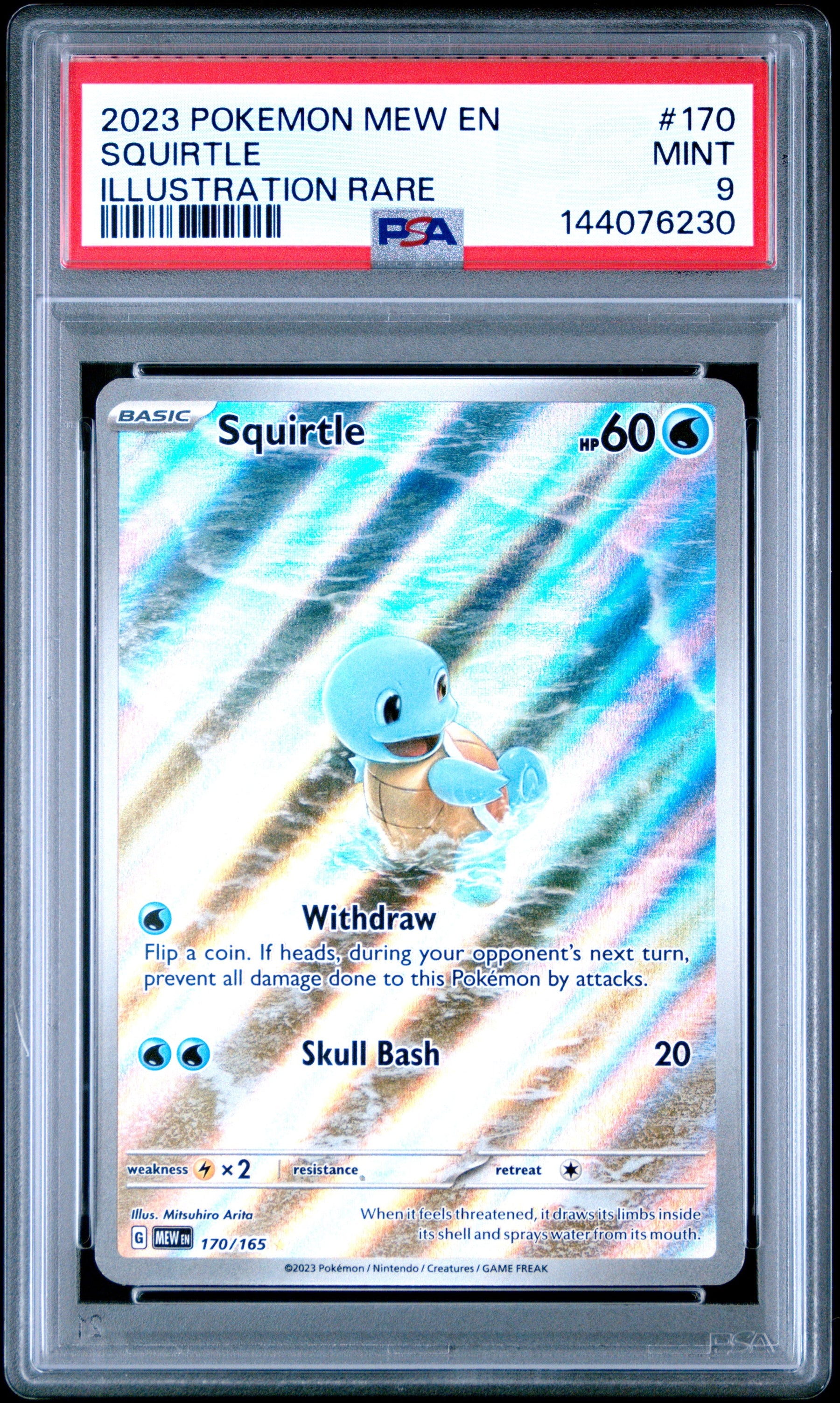 2023 Pokemon Mew En-151 Illustration Rare Squirtle 9 PSA #170
