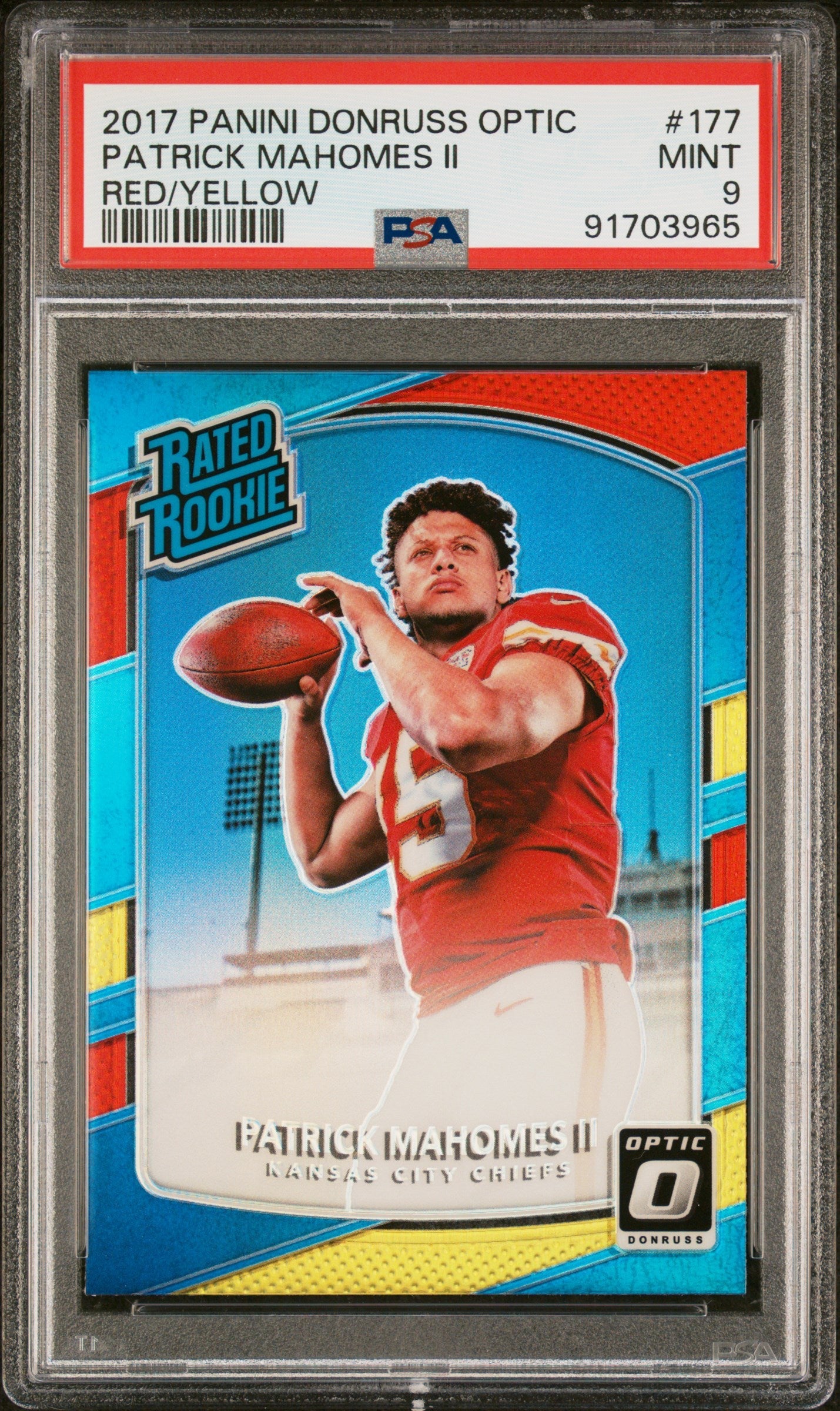 2017 Panini Donruss Optic Red/Yellow Patrick Mahomes Ii 9 PSA #177