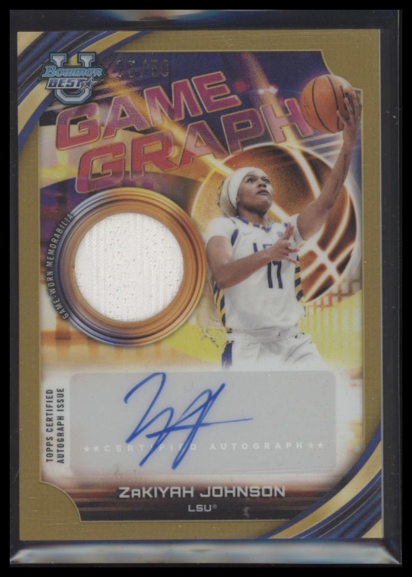 2025-26 Bowman U Auto Gold ZaKiyah Johnson /50 #GG-ZJ