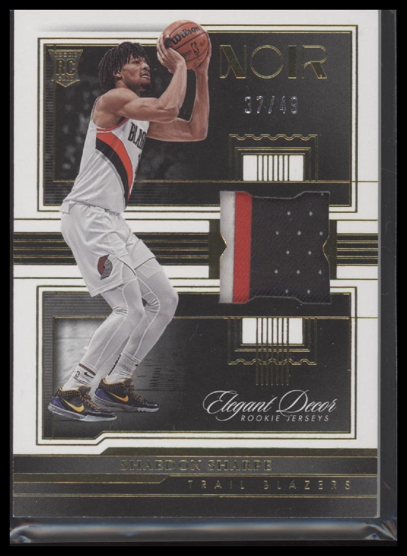 2022-23 Panini Noir Elegant Decor Rookie Jerseys Prime Shaedon Sharpe #/49