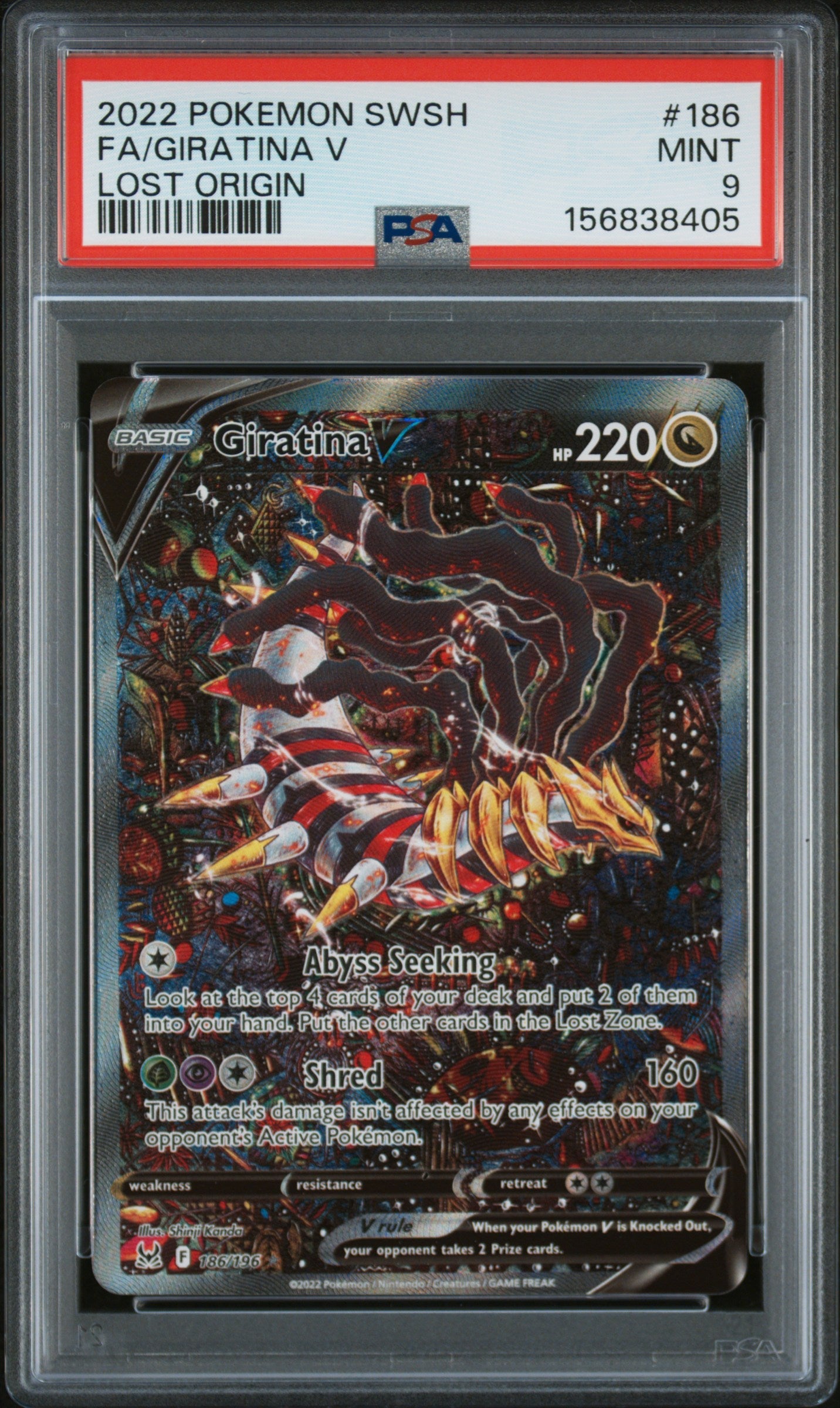 2022 Pokemon Sword & Shield Lost Origin Lost Origin Fa/Giratina V 9 PSA #186