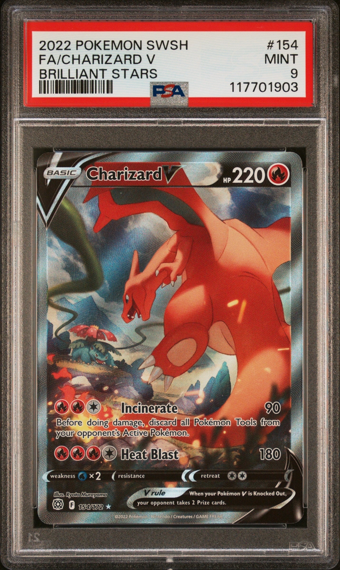 2022 Pokemon Sword & Shield Brilliant Stars Fa/Charizard V 9 PSA #154