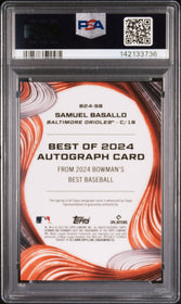 2024 Bowman'S Best Best Of 2024 Autographs Samuel Basallo 9 PSA #B24SB