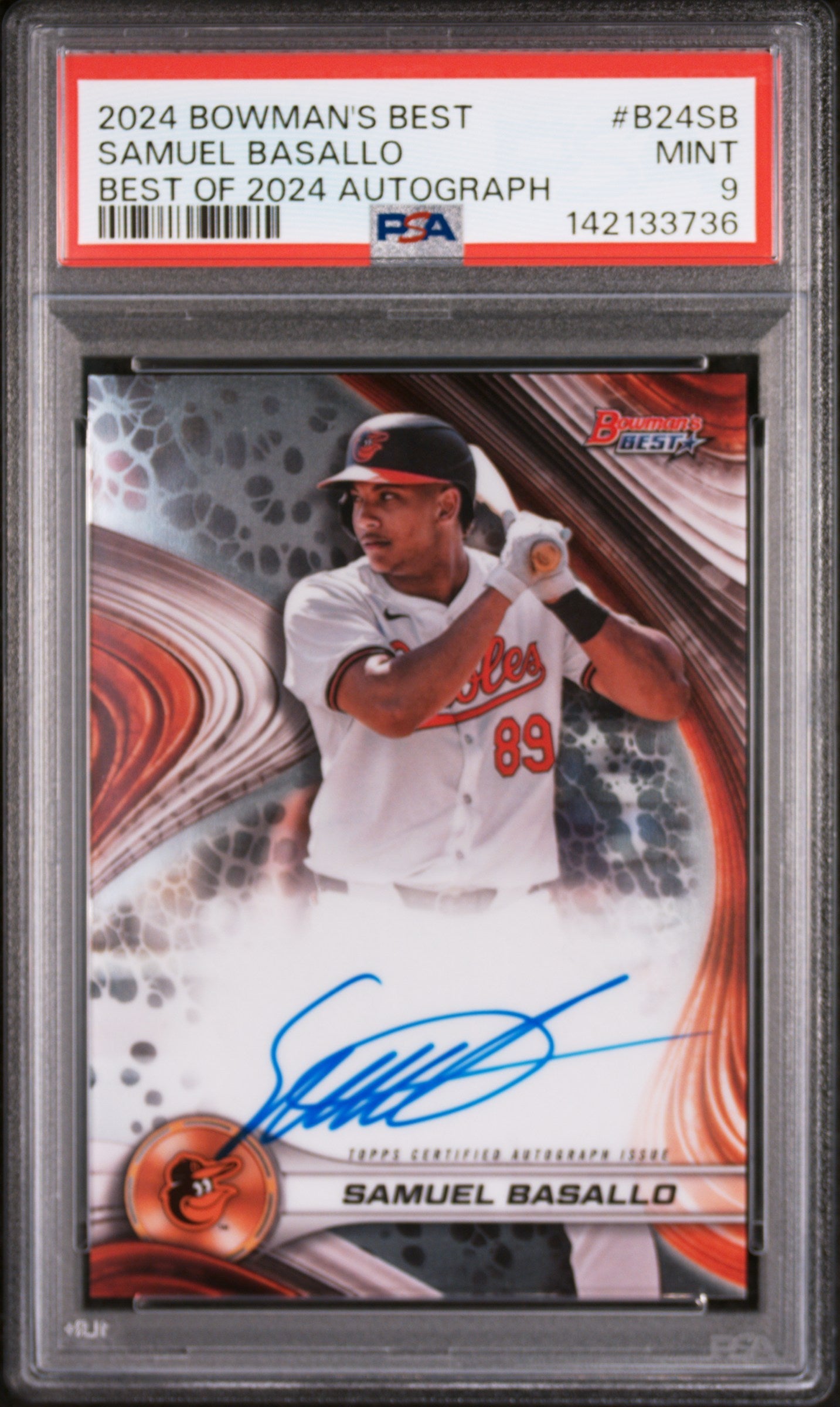 2024 Bowman'S Best Best Of 2024 Autographs Samuel Basallo 9 PSA #B24SB