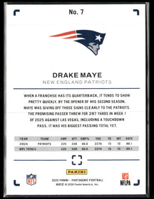 2025 Panini Photogenic Purple Drake Maye #/99 #7
