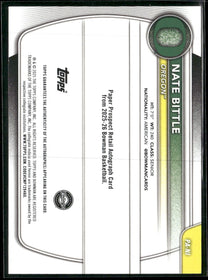2025-26 Bowman Prospect Autographs Orange Border Nate Bittle #/25 Auto #PA-NI