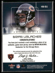 2002 Fleer Hot Prospects Hot Materials Brian Urlacher #HM-BU