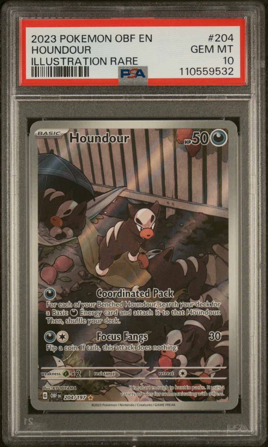 2023 Pokemon Obf En-Obsidian Flames Illustration Rare Houndour 10 PSA #204
