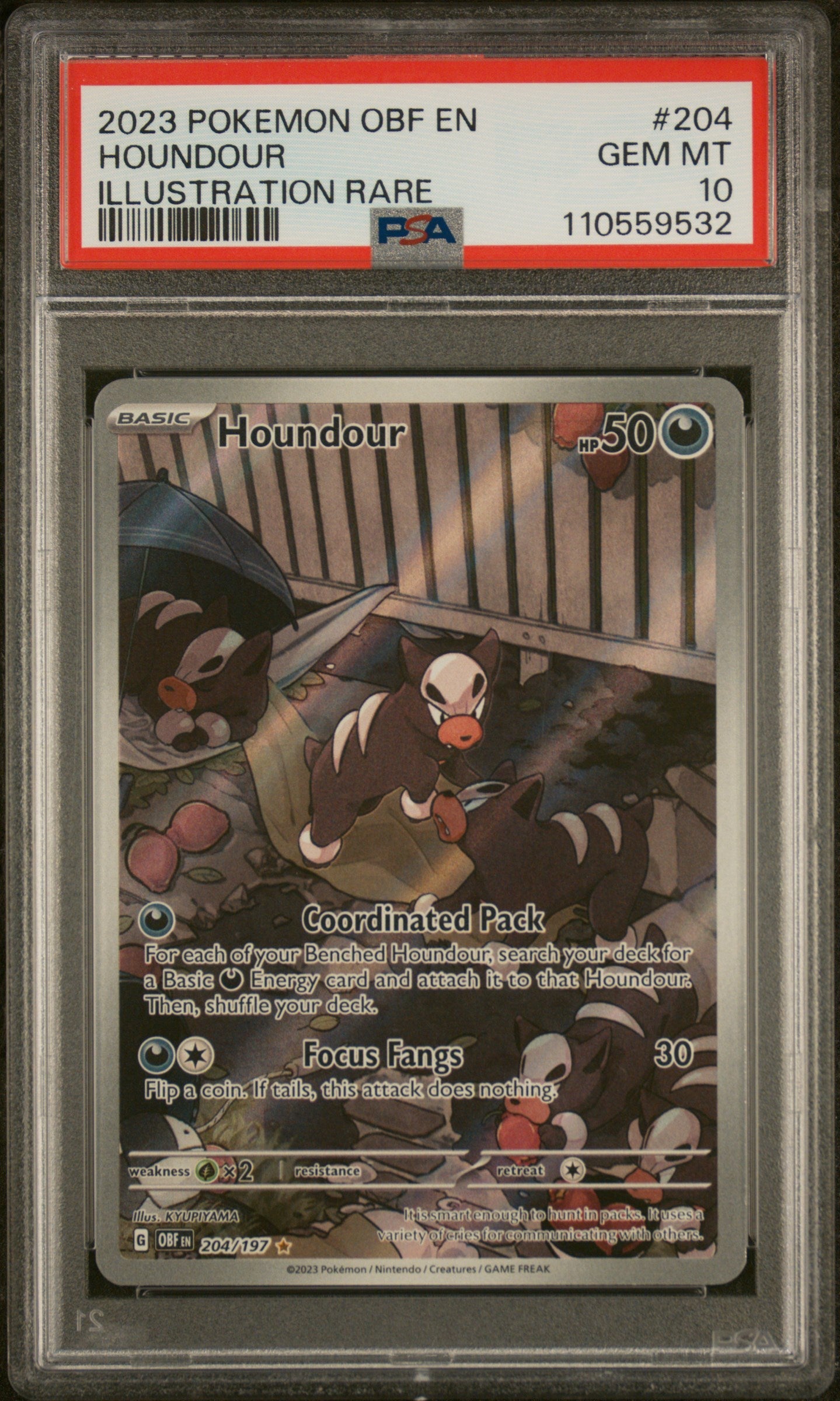 2023 Pokemon Obf En-Obsidian Flames Illustration Rare Houndour 10 PSA #204