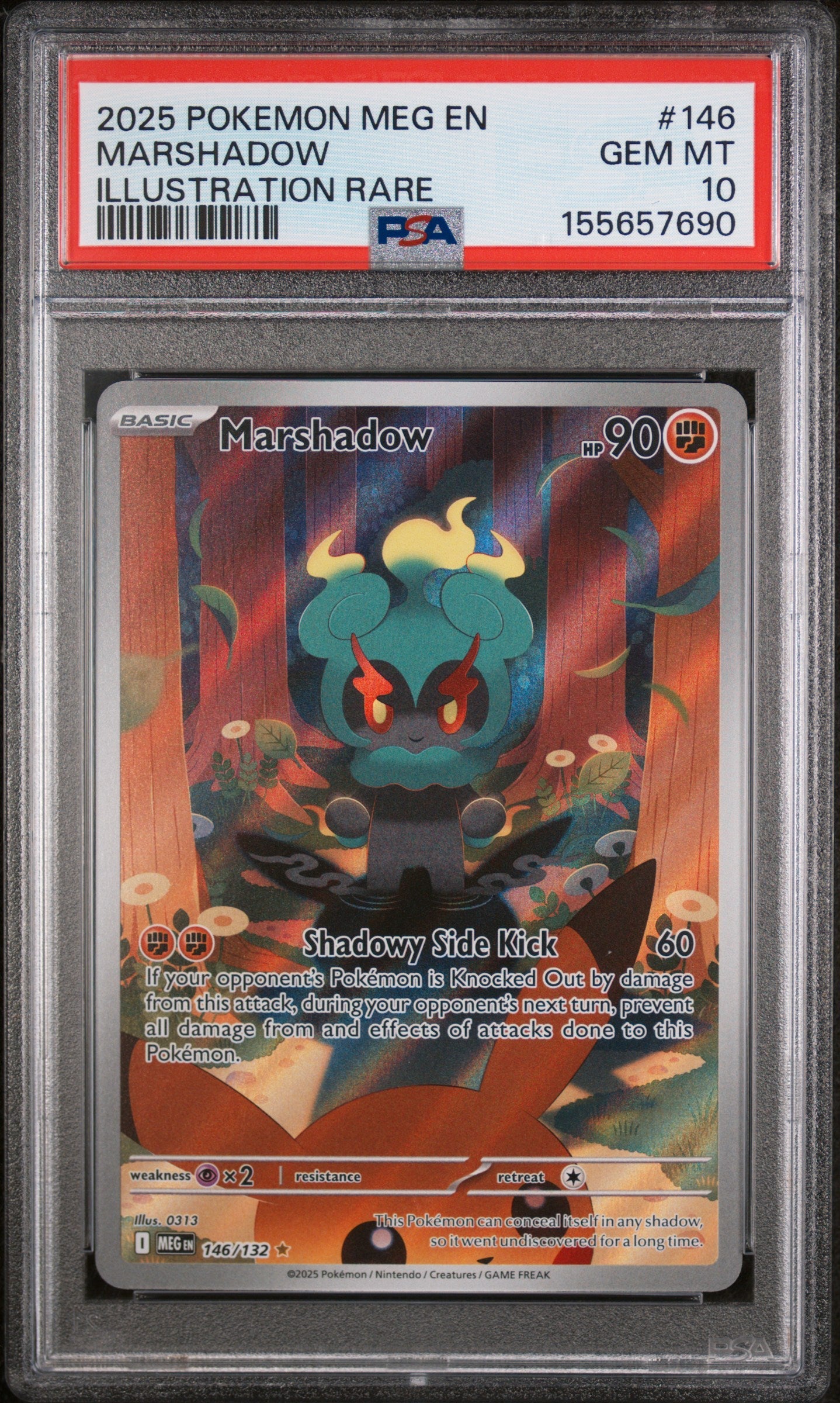 2025 Pokemon Meg En-Mega Evolution Illustration Rare Marshadow 10 PSA #146