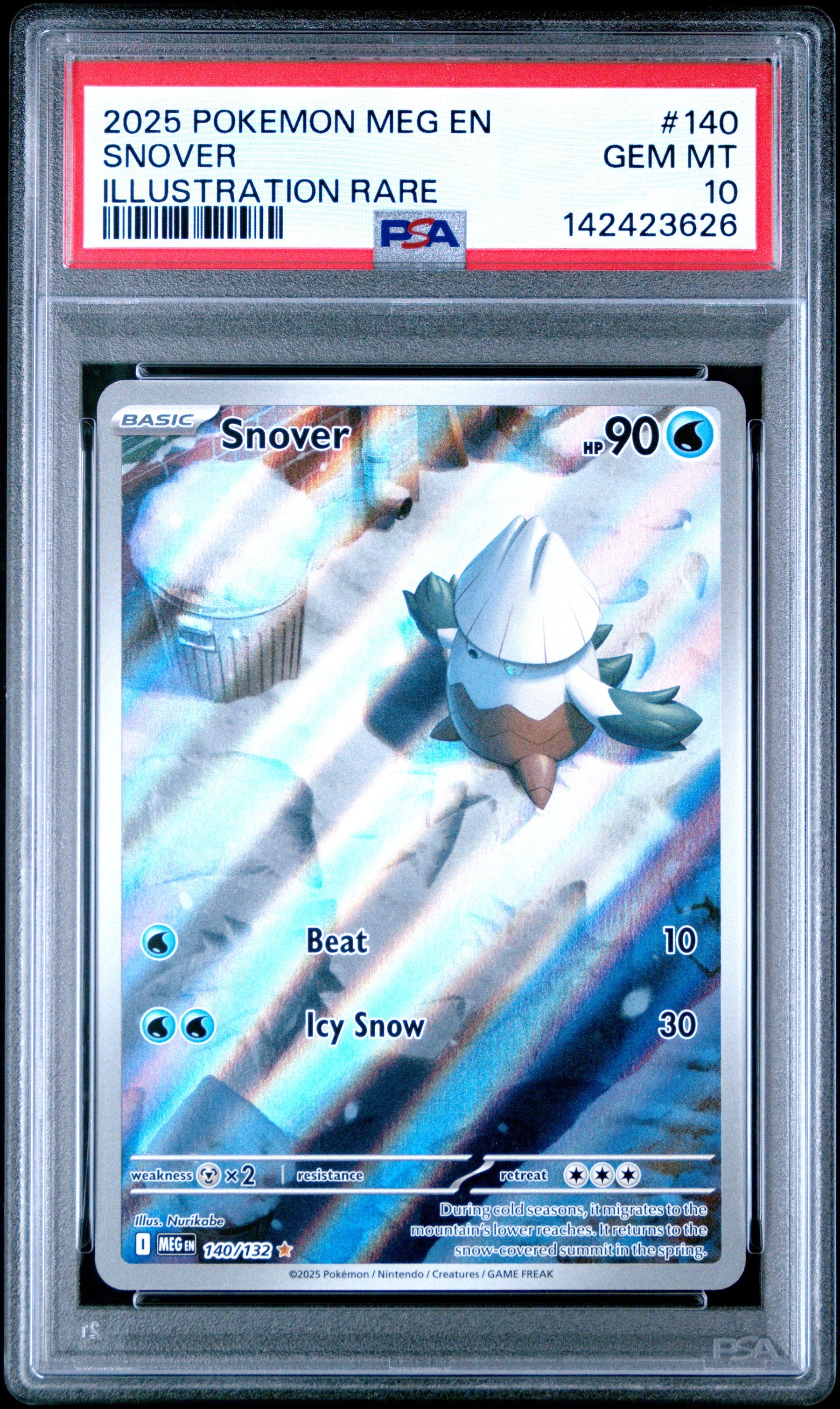 2025 Pokemon Meg En-Mega Evolution Illustration Rare Snover 10 PSA #140