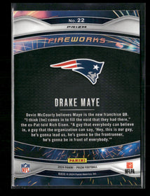 2024 Panini Prizm Fireworks Green Prizm Drake Maye #22