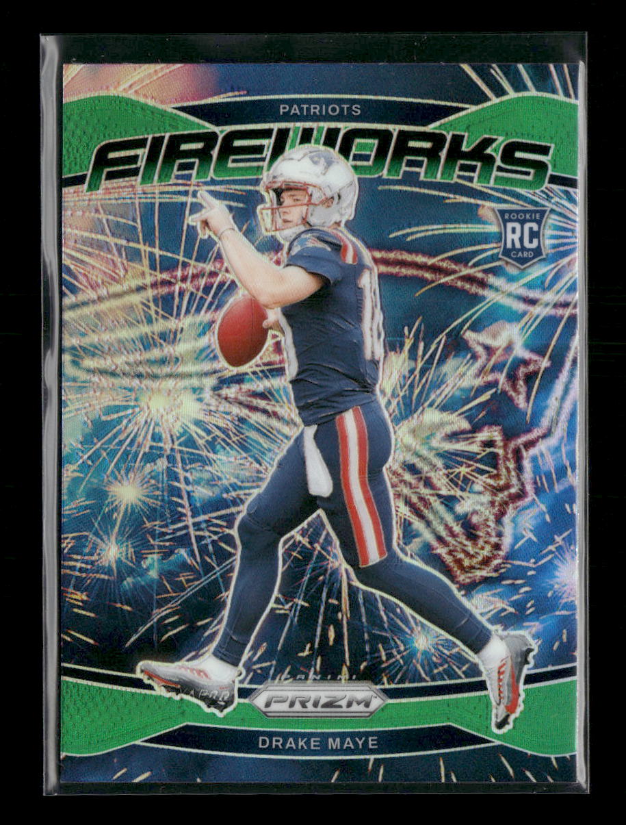 2024 Panini Prizm Fireworks Green Prizm Drake Maye #22