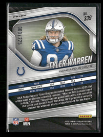 2025 Panini Prizm Purple Ice Tyler Warren #/225 #339