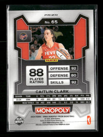 2024 Panini Prizm Monopoly WNBA Red Classic Icons Prizms Caitlin Clark Rookie