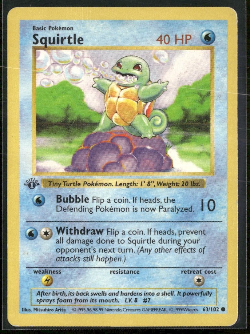 Base Set (Shadowless) Squirtle #063/102 Damaged