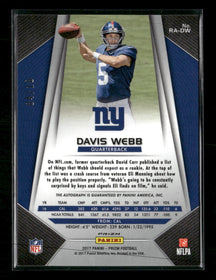 2017 Panini Prizm Rookie Autographs Gold Davis Webb /10 #RA-DW