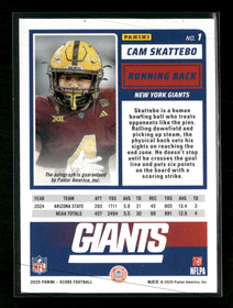 2025 Score Base Rookie Signatures Green Cam Skattebo Rookie Auto #1