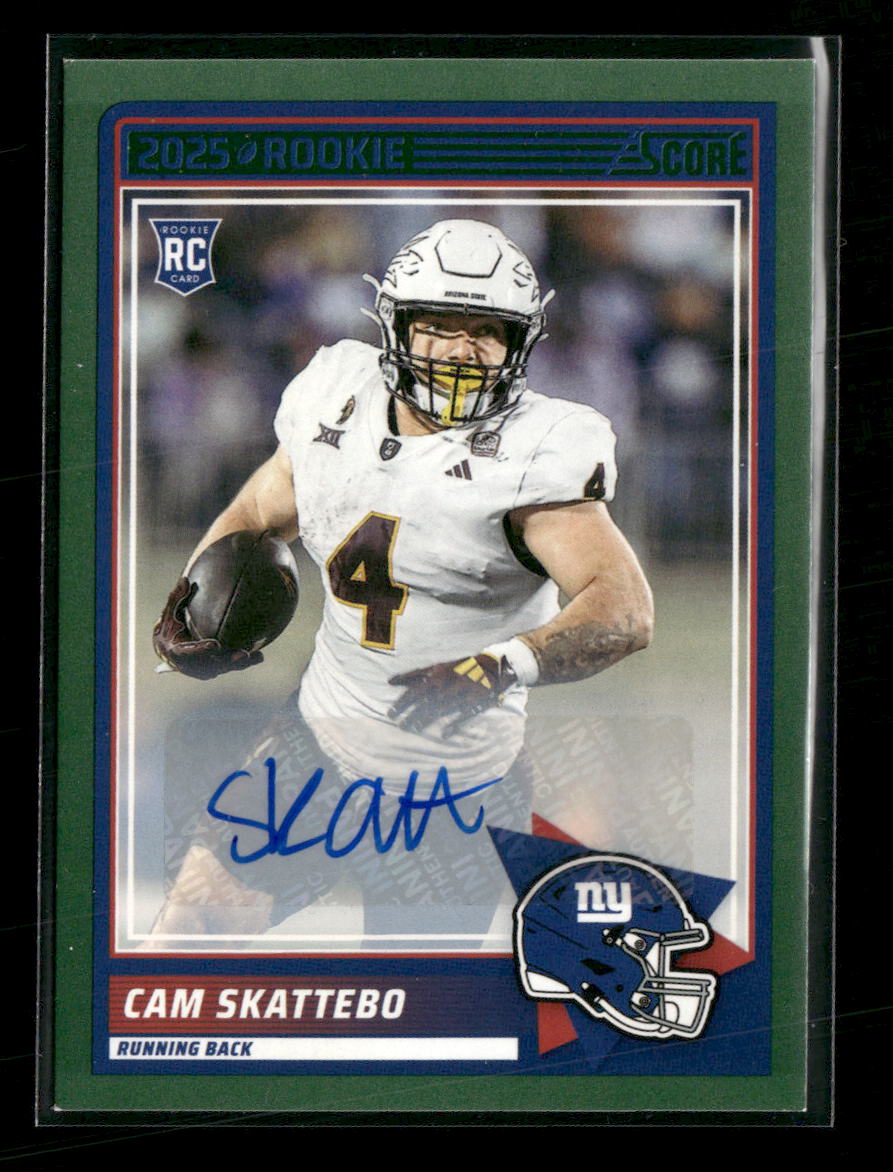 2025 Score Base Rookie Signatures Green Cam Skattebo Rookie Auto #1