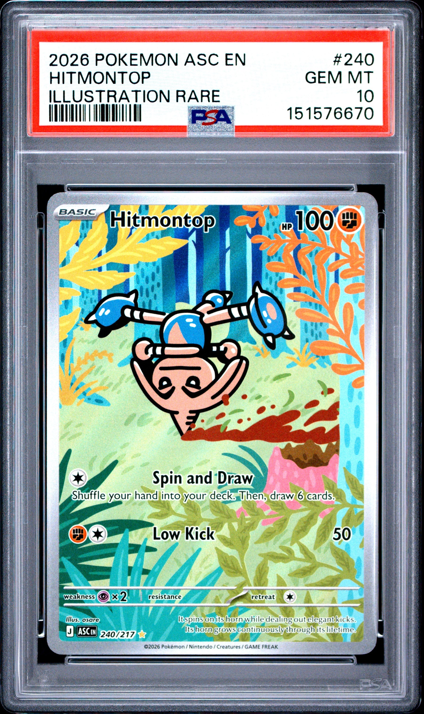 2026 Pokemon Ascended Heroes Illustration Rare Hitmontop 10 PSA #240