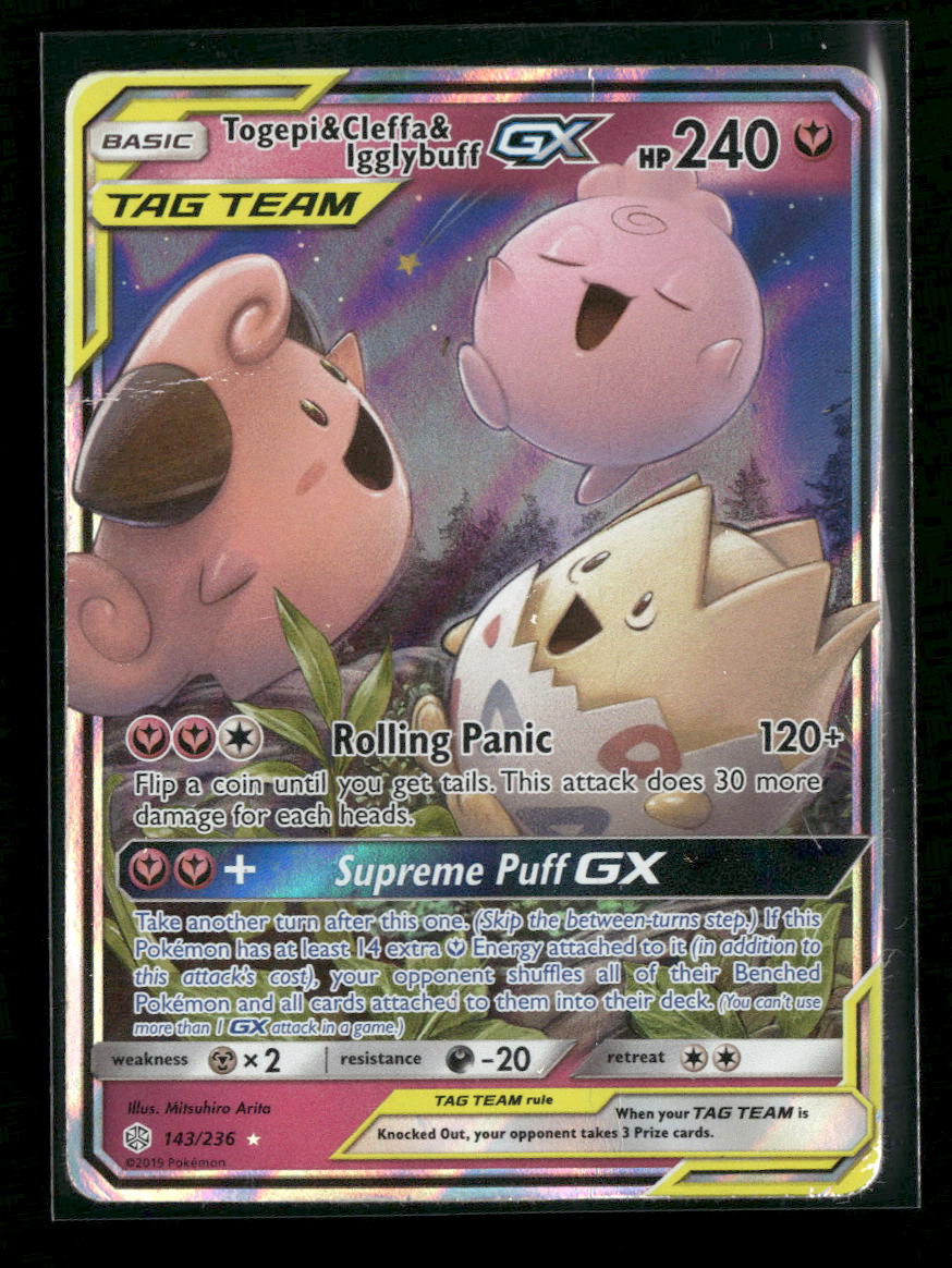 SM - Cosmic Eclipse Togepi & Cleffa & Igglybuff GX #143/236 *Damaged*