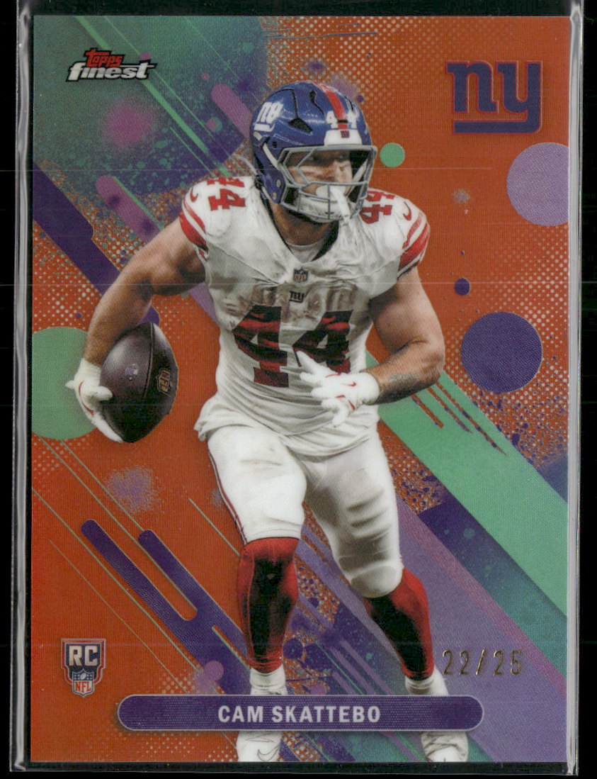 2025 Finest Orange Geometric Refractor Cam Skattebo Rookie #/25 #18
