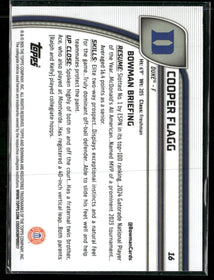 2024-25 Bowman University Chrome Cooper Flagg #16
