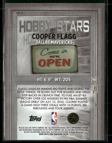 2025-26 Bowman Hobby Stars Black Geometric Cooper Flagg #/10 #HS-3