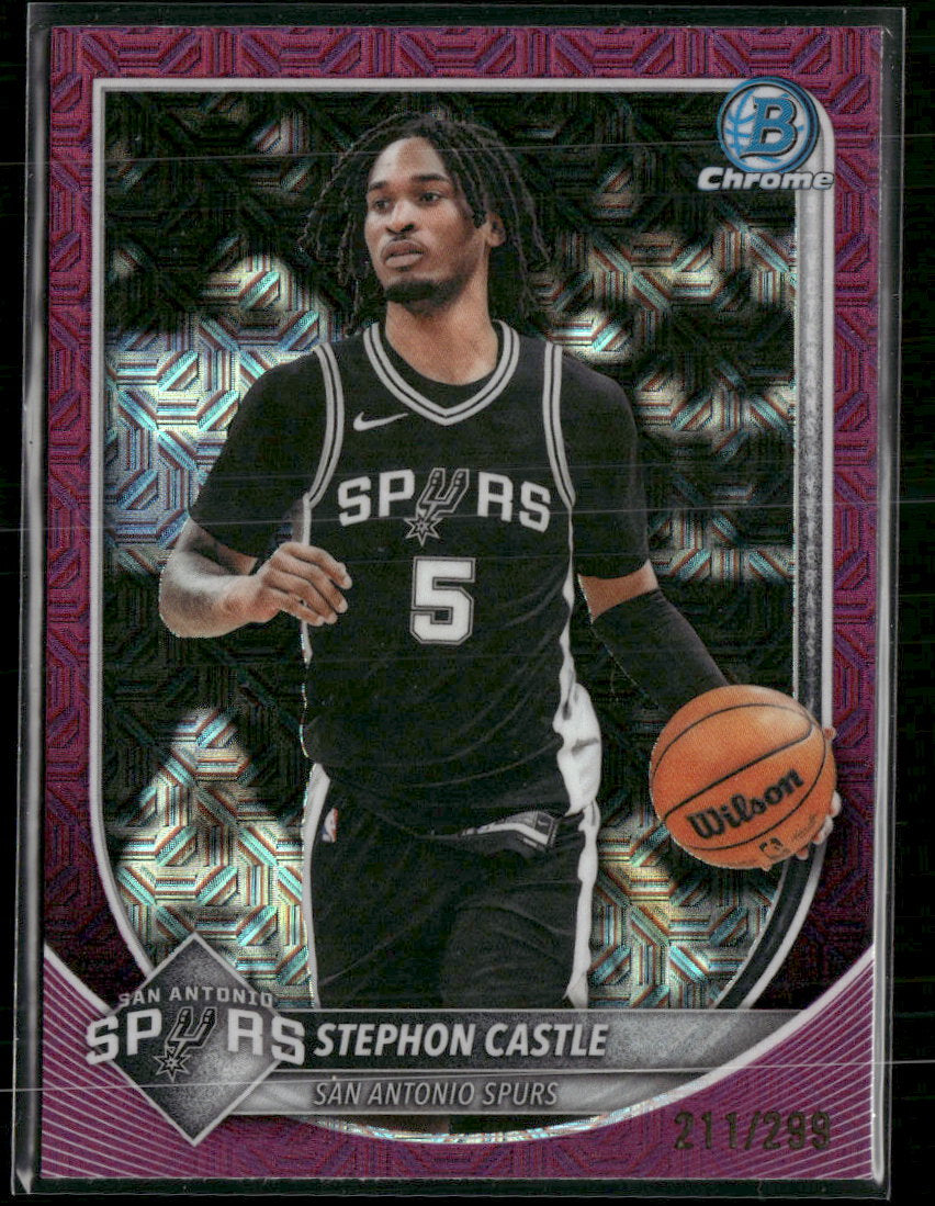 2025-26 Bowman Chrome Fuchsia Mojo Refractors Stephon Castle #/299 #BCV-145