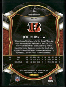 2020 Panini Select Light Blue Prizm Die Cut Joe Burrow Rookie #46