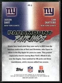 2025 Topps SC Paramount Pairings Magenta C. Skattebo / J. Dart #/250 #PP-2