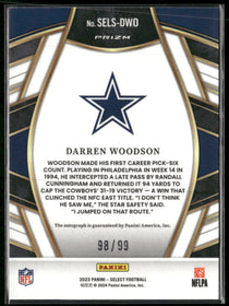 2023 Panini Select Signatures Blue Prizm Auto Darren Woodson #/99 #SELS-DWO