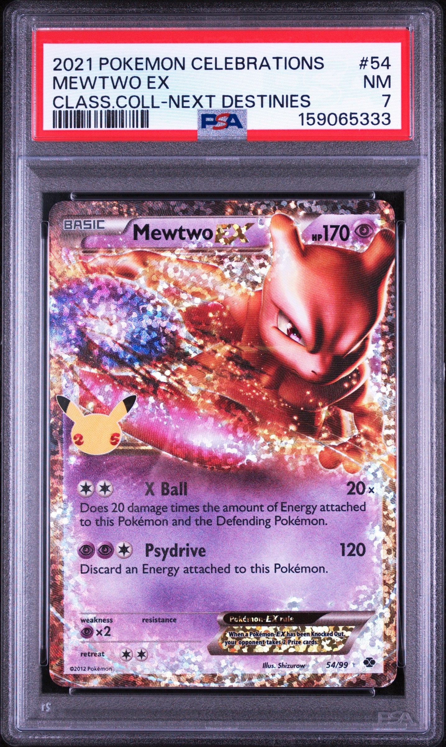 2021 Pokemon Celebrations Classic Collection Mewtwo Ex 7 PSA #54