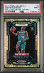 2023 Panini Prizm Monopoly Gold Millionaire Shimmer Brandon Miller 9 PSA #15