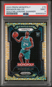 2023 Panini Prizm Monopoly Gold Millionaire Shimmer Brandon Miller 9 PSA #15