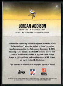 2025 Topps Signature Class Orange Jordan Addison #/50 #87