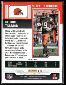 2023 Panini Contenders Optic Rookie Ticket Red Auto #/99 Cedric Tillman #104
