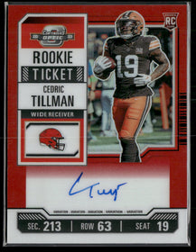 2023 Panini Contenders Optic Rookie Ticket Red Auto #/99 Cedric Tillman #104