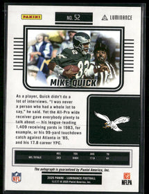 2025 Panini Luminance Base Luminance Auto Mike Quick #/200 Auto #52