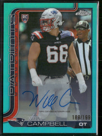 2025 Topps Chrome Rookie Auto Aqua Refractor Will Campbell #/199 #RA-WC