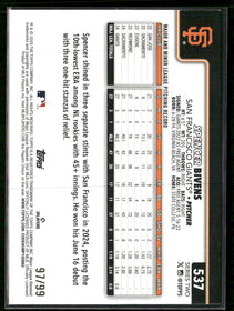 2025 Topps Green Rainbow Foil Spencer Bivens Rookie #/99 #537