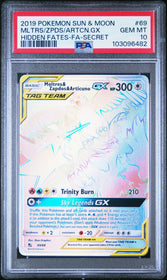 2019 Pokemon Sun & Moon Hidden Fates-Fa-Secret Mltrs/Zpds/Artcn.Gx 10 PSA #69