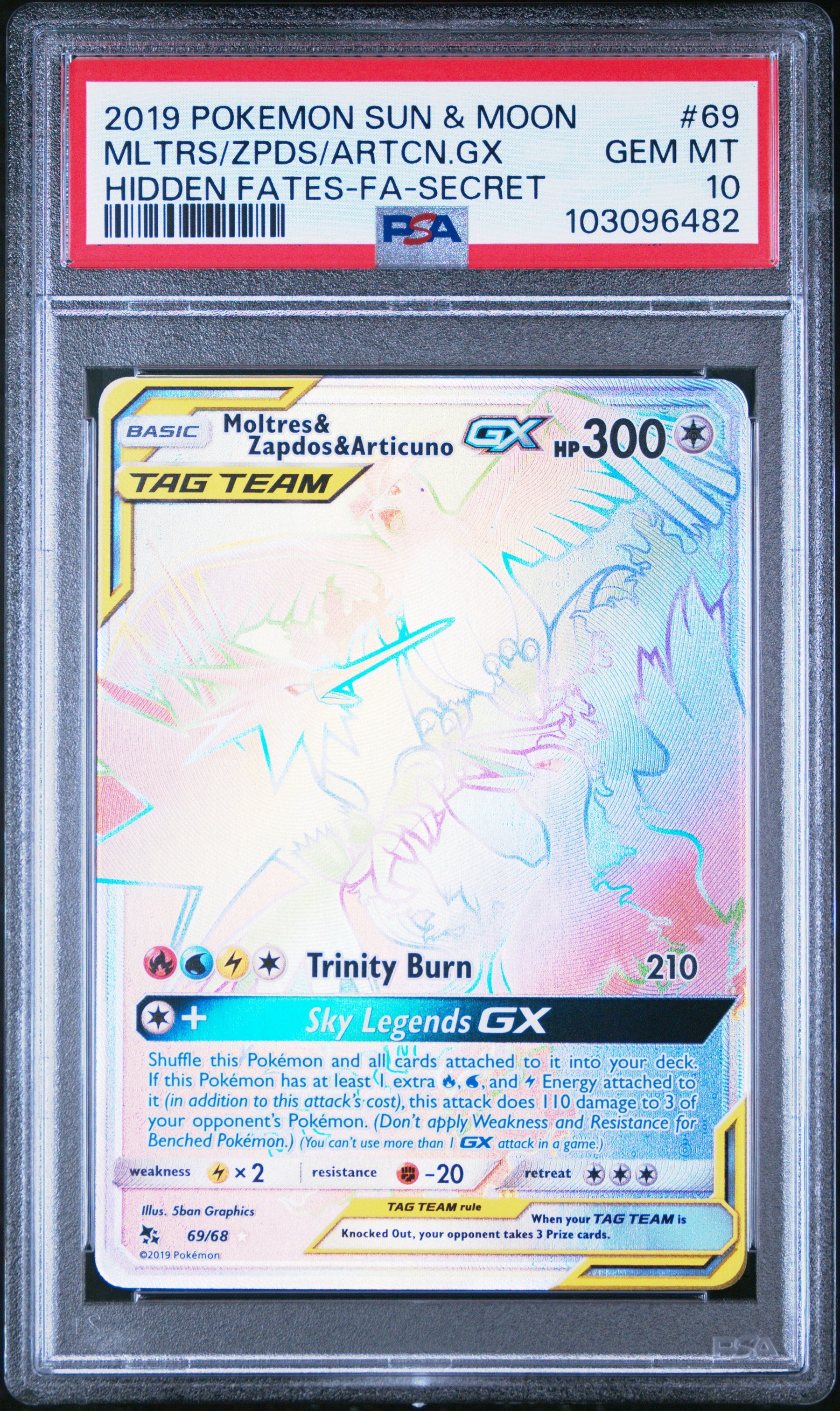 2019 Pokemon Sun & Moon Hidden Fates-Fa-Secret Mltrs/Zpds/Artcn.Gx 10 PSA #69