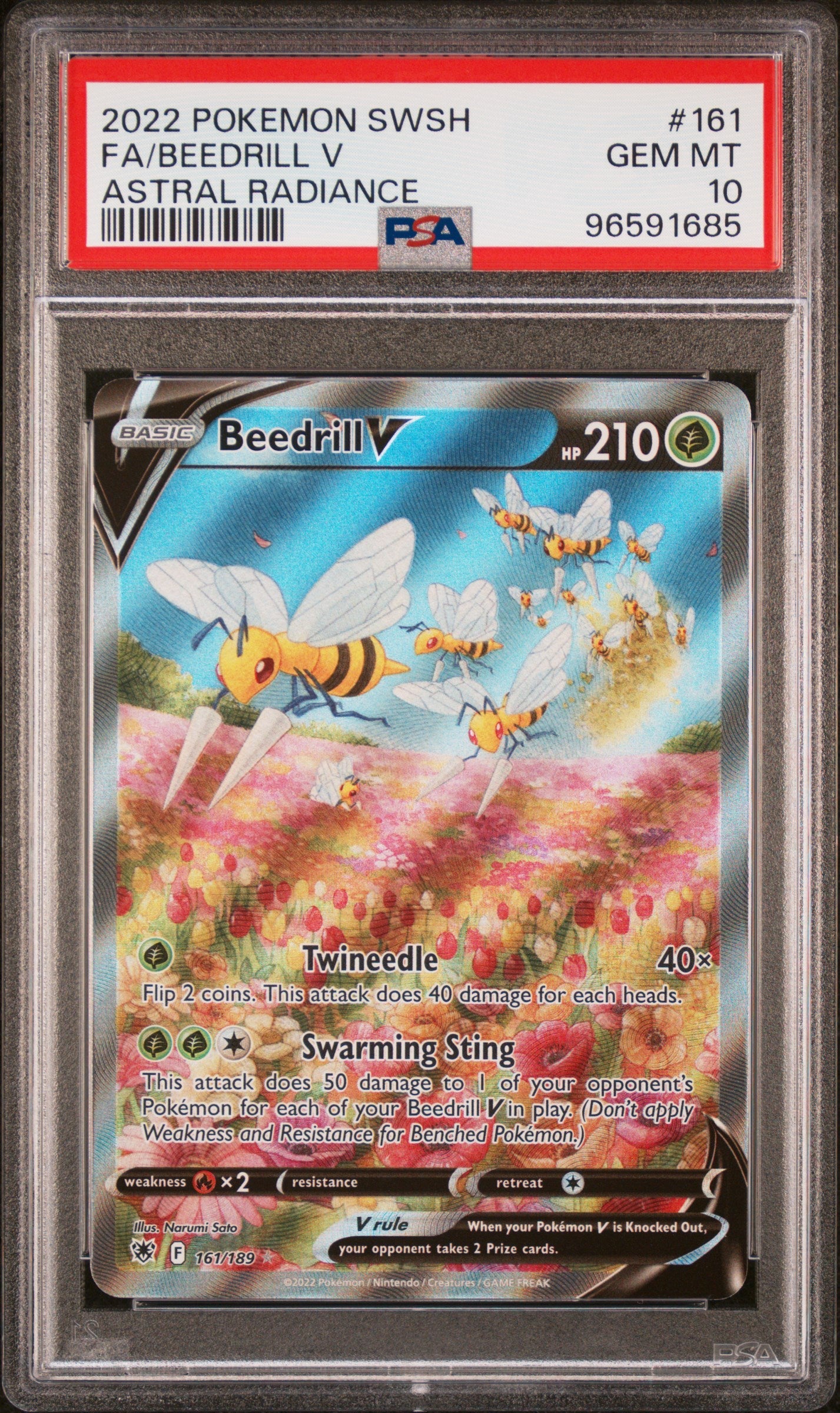 2022 Pokemon Sword & Shield Astral Radiance Fa/Beedrill V 10 PSA #161