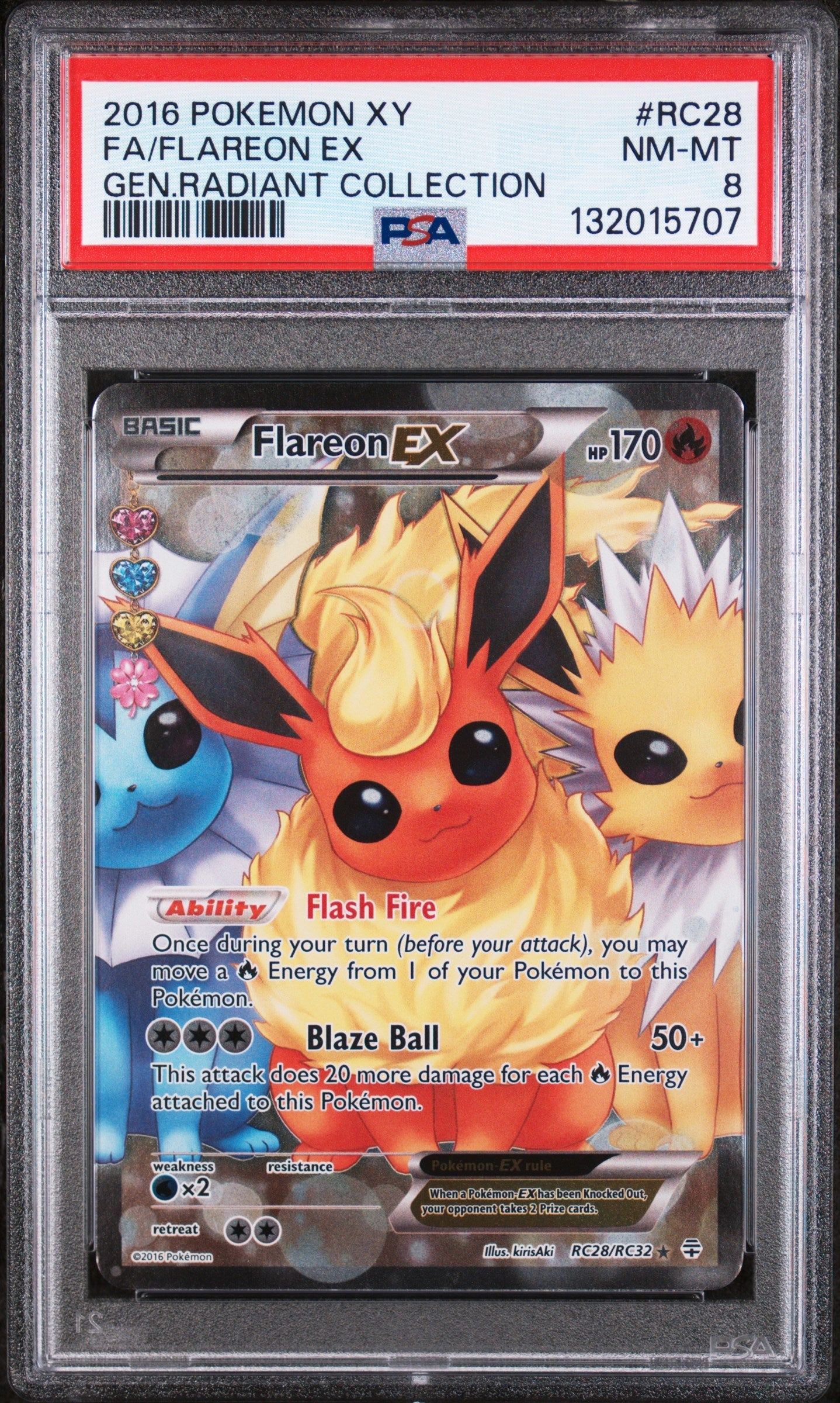2016 Pokemon Xy Generations Radiant Collection Fa/Flareon Ex 8 PSA #RC28